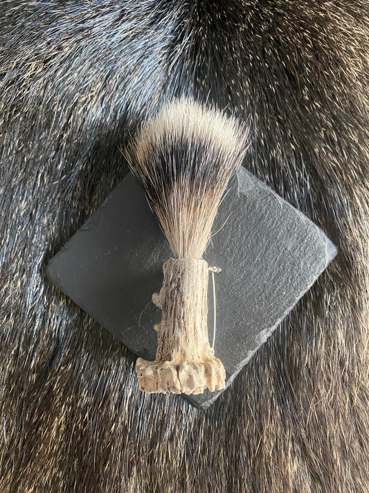 Hat pin badger beard and deer antlers / lapel pin