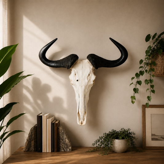 Streifengnu Schädel - 65 cm Hornspannweite